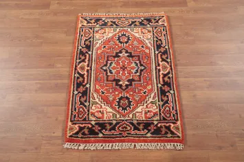 Orange Wool Heriz Serapi Indian Rug 2x3