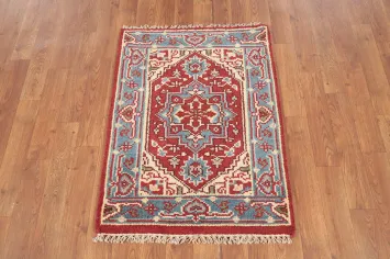 Geometric Red Heriz Serapi Indian Rug 2x3