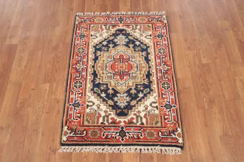 Navy Blue Heriz Serapi Indian Rug 2x3