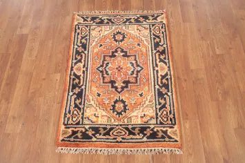 Geometric Heriz Serapi Indian Foyer Rug 2x3
