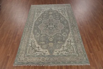 Handmade Gray Oushak Indian Area Rug 6x9