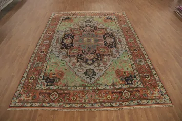 Geometric Wool Heriz Serapi Indian Area Rug 9x12