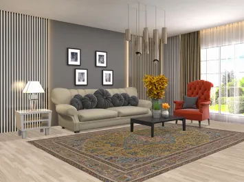 Traditional Yellow Tabriz Persian Area Rug 6x10