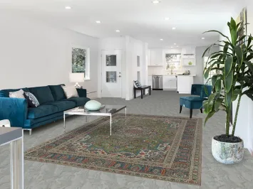 Geometric Green Tabriz Persian Area Rug 7x10