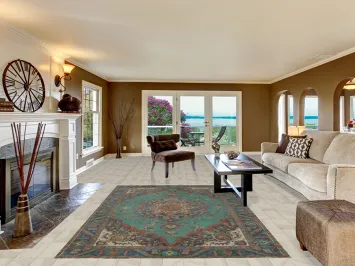 Turquoise Green Wool Tabriz Persian Area Rug 6x9