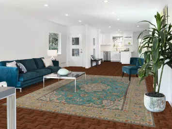 Turquoise Blue Floral Tabriz Persian Area Rug 8x11