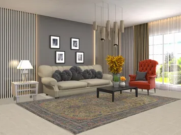 Vintage Wool Yellow Tabriz Persian Area Rug 6x9