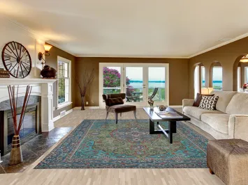 Green Handmade Tabriz Persian Area Rug 9x13