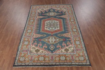 Blue Geometric Viss Indian Area Rug 6x9