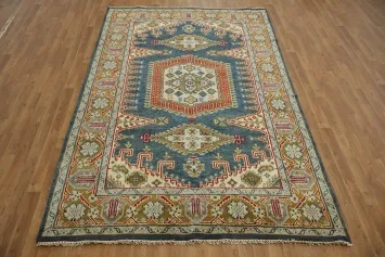 Traditional Geometric Design Viss Area Rug with Blue Accent 6x9
