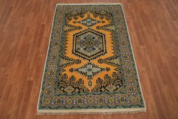 Orange Geometric Viss Indian Rug 4x6