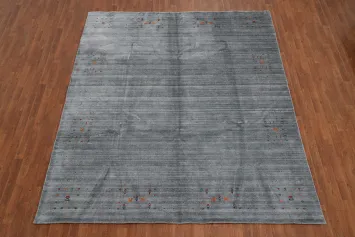 Minimalist Gabbeh Area Rug 8x10 Adorned with Custom Accents
