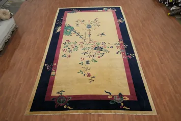 Vegetable Dye Art Deco Chinese Large Rug 10x17