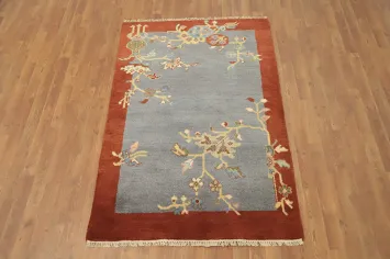 Handmade Wool Art Deco Indian Foyer Rug 4x6