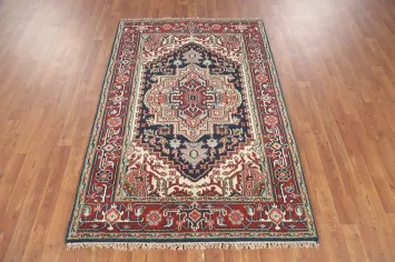 Navy Blue Heriz Serapi Indian Rug 4x6