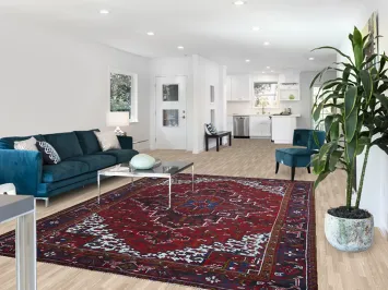 Geometric Red Heriz Persian Area Rug 7x10