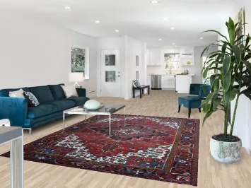 Geometric Wool Heriz Persian Area Rug 7x9