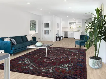 Red Wool Heriz Persian Area Rug 7x11