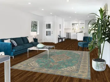 Aqua Green Floral Wool Tabriz Persian Area Rug 6x9