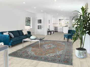 Geometric Vintage Tabriz Persian Area Rug 7x10