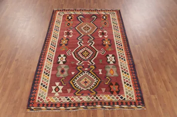 Vegetable Dye Kilim Qashqai Persian Area Rug 5x8