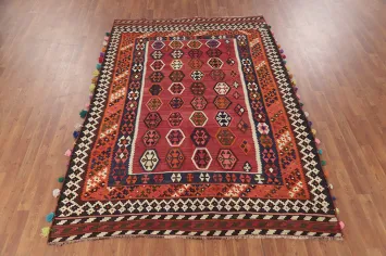 Vegetable Dye Kilim Qashqai Persian Area Rug 6x8