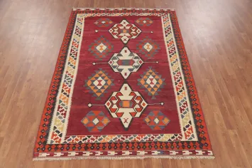 Vegetable Dye Kilim Qashqai Persian Area Rug 5x8