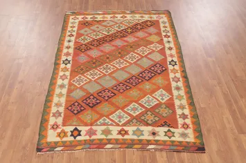 Antique Vegetable Dye Kilim Qashqai Persian Rug 5x7