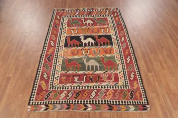 Vegetable Dye Kilim Qashqai Persian Area Rug 5x8