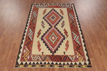 Vegetable Dye Kilim Qashqai Persian Area Rug 5x8