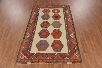 Vegetable Dye Kilim Qashqai Persian Area Rug 5x8