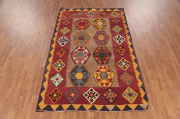 Vegetable Dye Kilim Qashqai Persian Area Rug 5x8