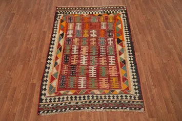 Vegetable Dye Kilim Qashqai Persian Rug 4x7