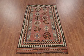 Antique Vegetable Dye Kilim Qashqai Persian Rug 4x8