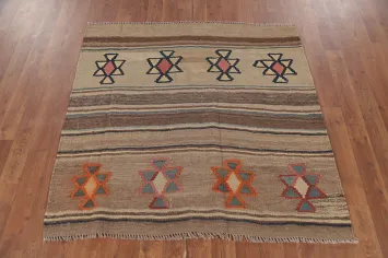 Vegetable Dye Kilim Persian Square Rug 4x4