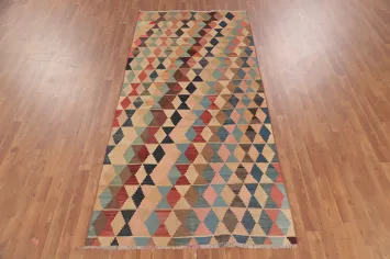 Vegetable Dye Kilim Qashqai Persian Runner Rug 4x9