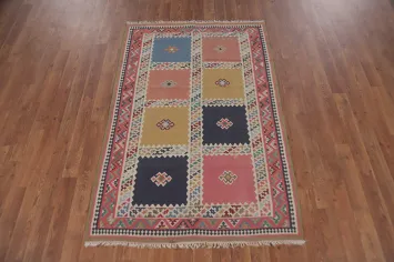 Vegetable Dye Geometric Kilim Qashqai Persian Rug 3x5