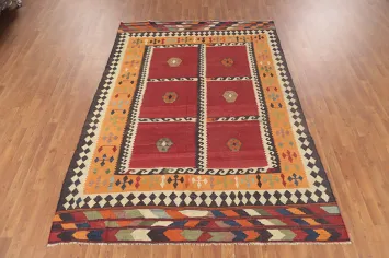 Vegetable Dye Kilim Qashqai Persian Area Rug 6x9