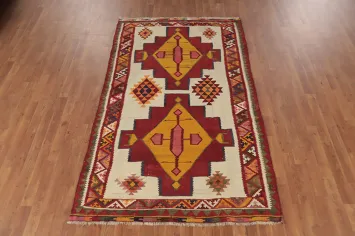 Vegetable Dye Kilim Qashqai Persian Area Rug 5x8