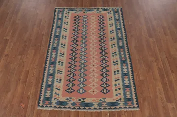 Vegetable Dye Pink Kilim Qashqai Persian Rug 4x6