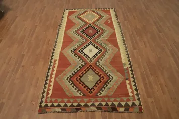Vegetable Dye Kilim Qashqai Persian Area Rug 5x9