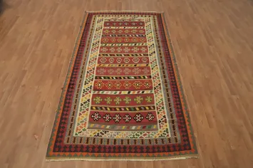 Vegetable Dye Kilim Qashqai Persian Area Rug 5x9