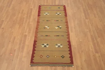 Vegetable Dye Geometric Kilim Persian Rug 3x6