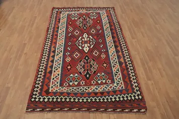 Vegetable Dye Kilim Qashqai Persian Area Rug 5x9