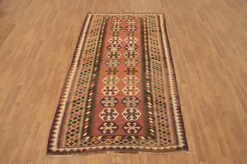 Antique Vegetable Dye Kilim Qashqai Persian Area Rug 5x9
