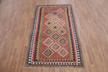 Vegetable Dye Kilim Qashqai Persian Rug 4x8