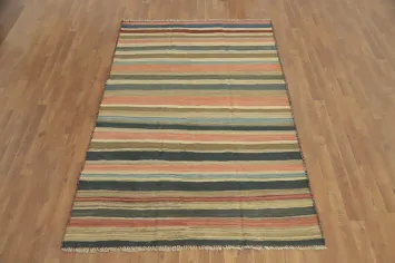 Vegetable Dye Striped Kilim Persian Rug 5x7