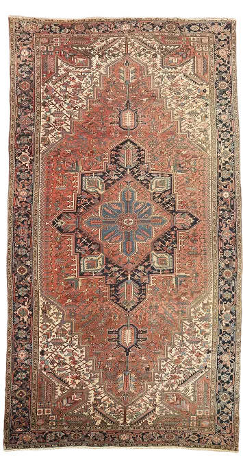 Antique Geometric Heriz Persian Large Rug 10x19