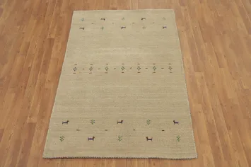 Handmade Wool Gabbeh Oriental Accent Rug 4x6