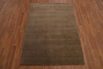 Brown Wool Gabbeh Oriental Accent Rug 4x6